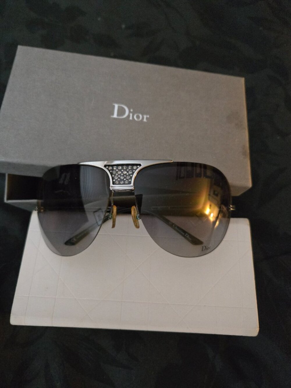 Dior Women's Black and Grey Sunglasses (with replaceable/removable lenses)